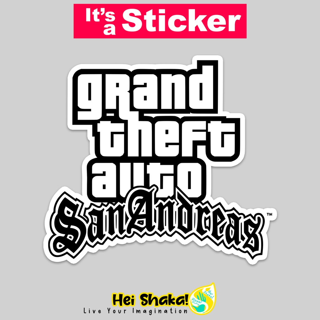 

Stiker GTA Grand Theft Auto San Andreas Sticker Gamer Tempelan Gaming Bahan Vinyl Anti Air