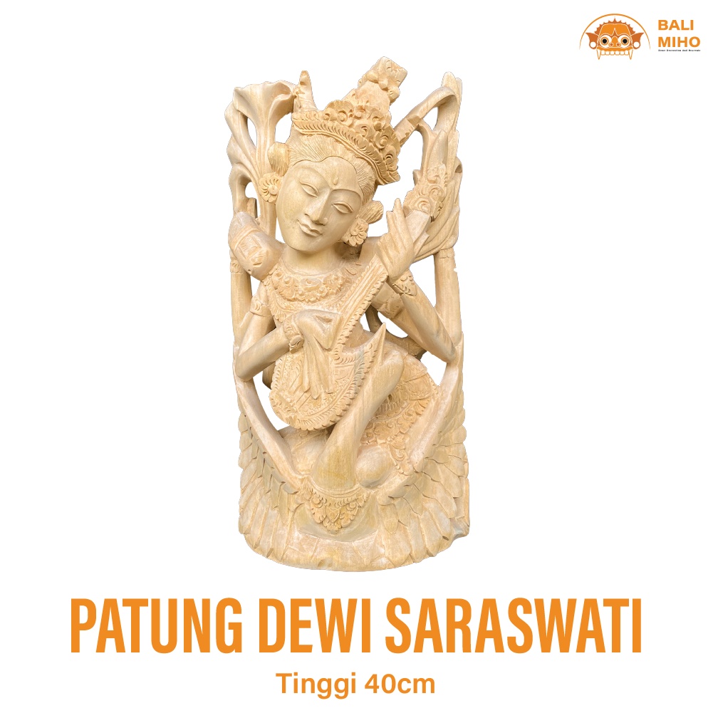 Patung Dewi Saraswati - Patung Dewi Sarasvati - Patung Dewi Saraswati Kayu - Pajangan Patung Dewi Il