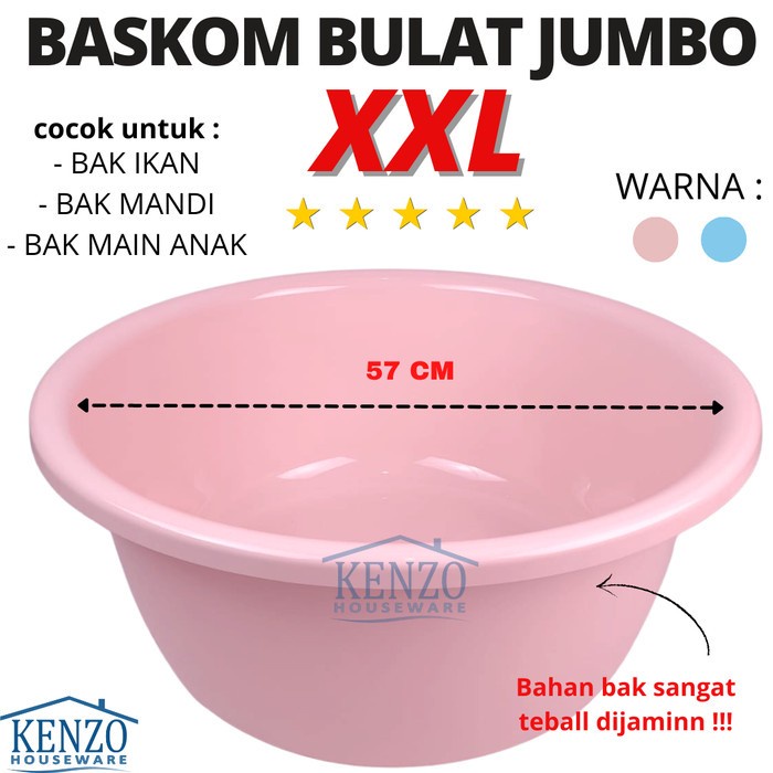 Baskom Bak Bulat Jumbo Plastik Bak Air Mandi Berkualitas XXL Redhouse