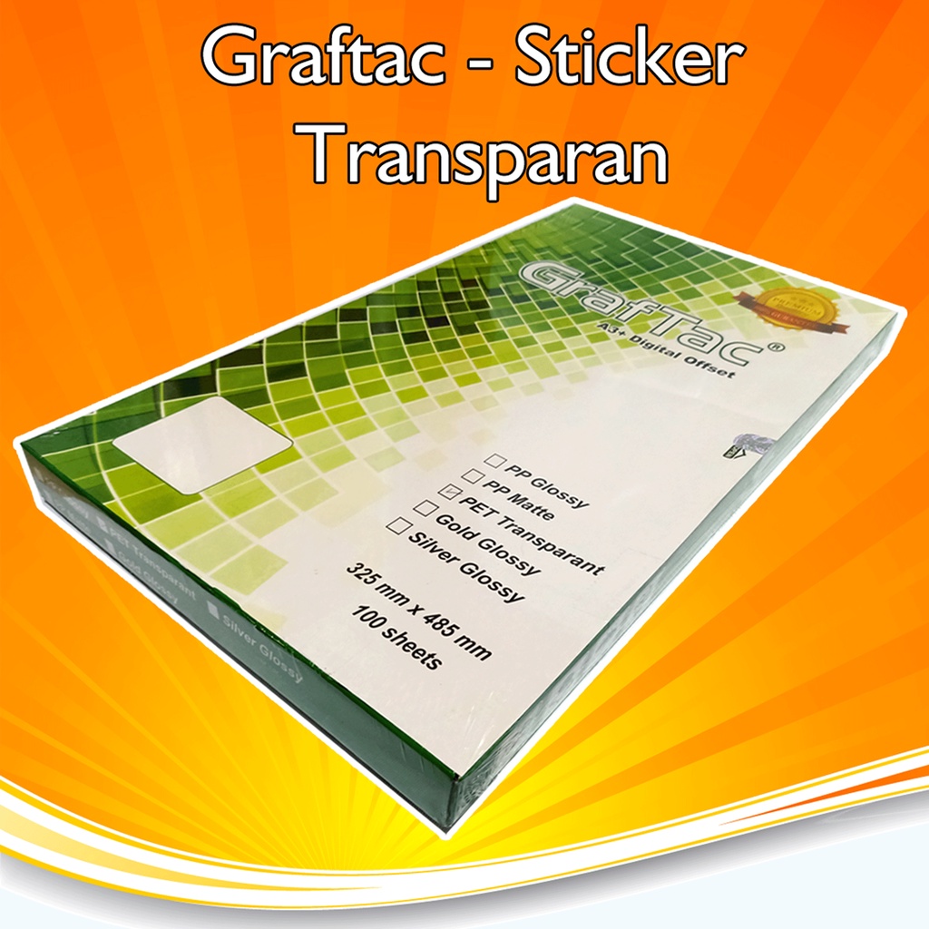 Graftac PET Sticker Vinyl Print Laser Cetak A3+ Stiker Label Anti Air Pack