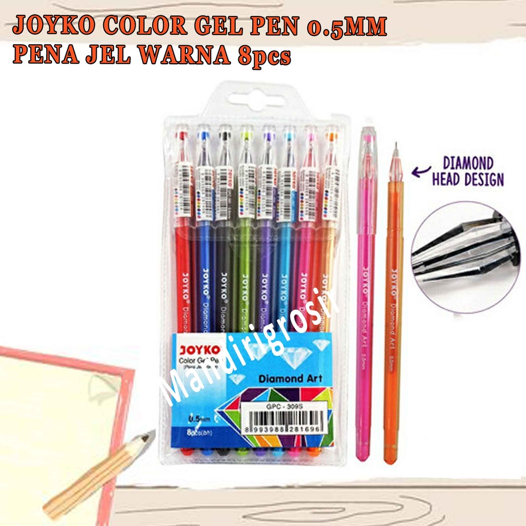 Color Gel Pen 0,5mm*Joyko* Pena Jel Warna* Isi 8pcs