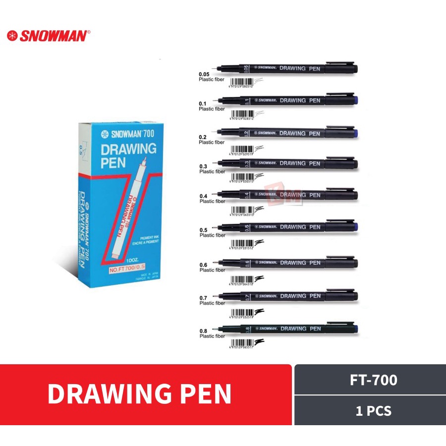 

Drawing Pen Snowman FT-700 / 0.05 / 0.1 / 0.2 / 0.3 / 0.4 / 0.5 / 0.6 / 0.7 / 0.8