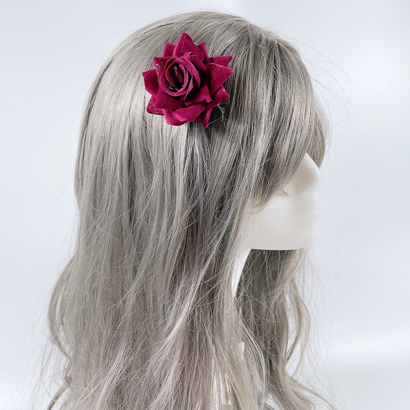 HPRO hairpin rose jepit rambut bunga mawar merah marun hair pin maroon