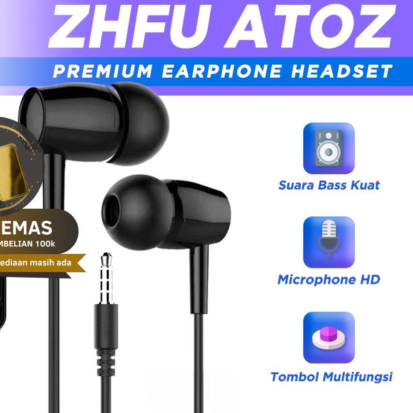 ✳ Zhfu Atoz Premium Earphone Headset Handsfree Heavy Bass ➣