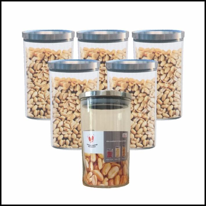 

1 Set Isi 6 Pcs Toples Kaca Stainless 880Ml/Toples Kopi/Toples Biskuit