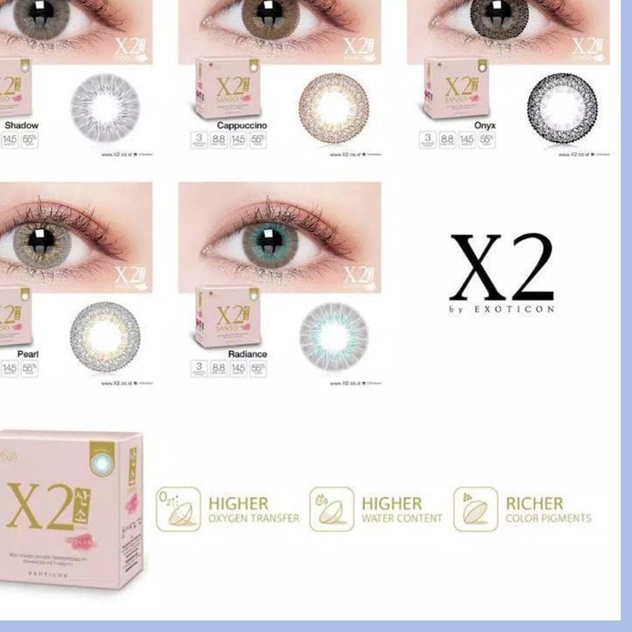 ➬ SOFTLENS X2 SANSO COLOR NORMAL & MINUS -0.50 sd -3.00 FREE LENSCASE DIA 14.5 MM BY EXOTICON SHADOW