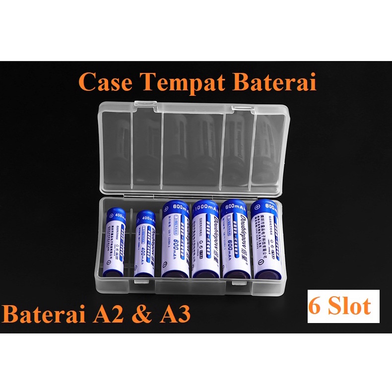 Kotak holder Baterai Battery Batre Box Case tempat penyimpanan batere Transparent AA AAA A2 A3 6 slot 6slot