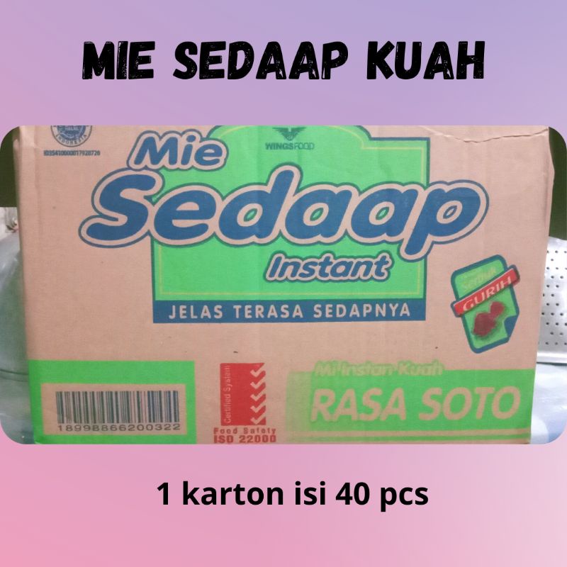 

Mie Sedaap Kuah 1 Karton