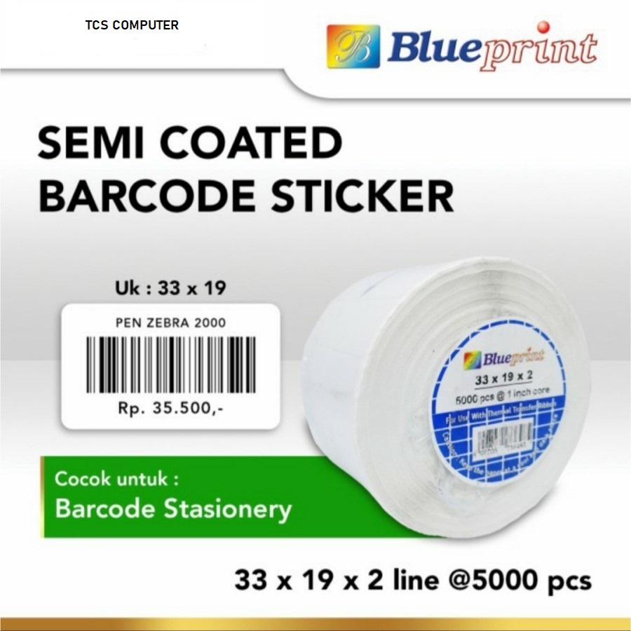 

Sticker Label Barcode 33x15mm | 33x19mm Semi Coated BLUEPRINT