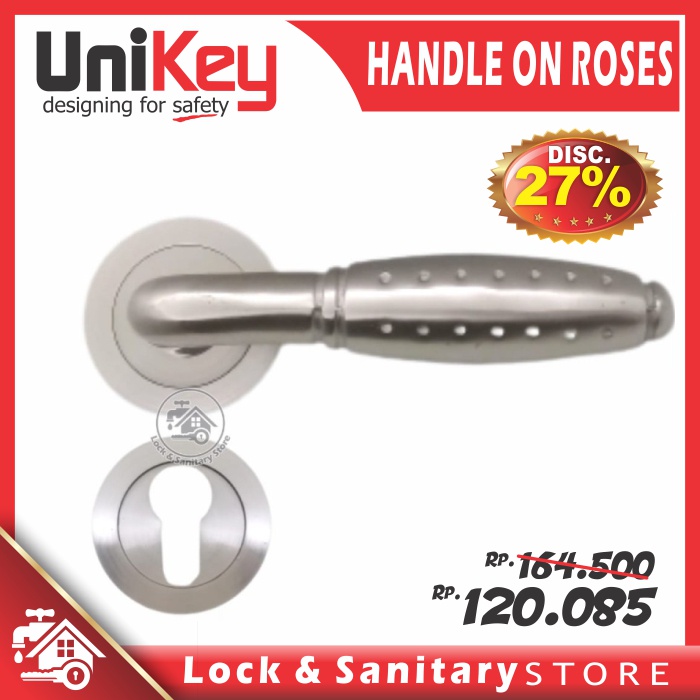 Handle Pintu HANDLE ROSES UNIKEY HRE UK 004.90 DOT SN/CP Handle Pisah