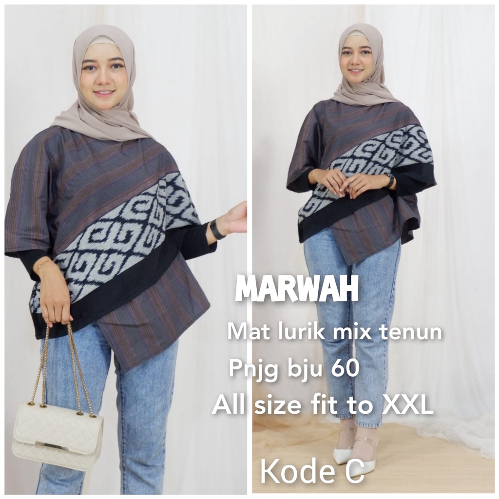 MARWAH BLUS TENUN ASIMETRIS| ATASAN TENUN ETHNIC