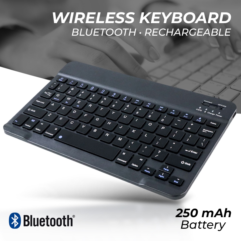 Kimsnot Wireless Bluetooth Keyboard Rechargeable 10 Inch - Black