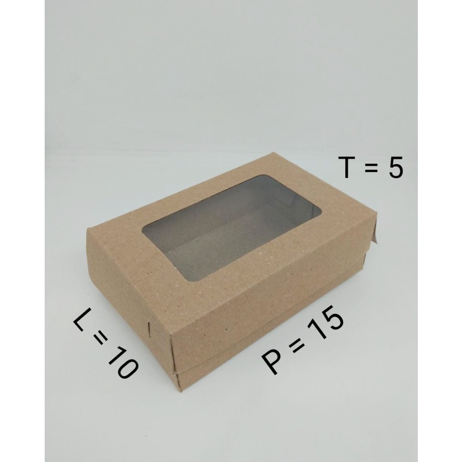 

10pcs KOTAK BROWNIES BOX JENDELA MIKA 15x10x5 KRAFT COKLAT LAMINASI