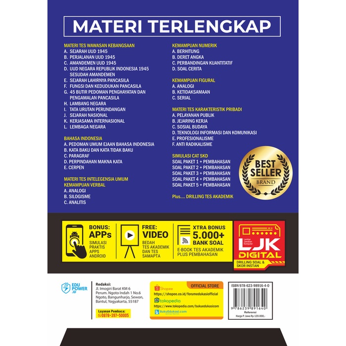 BUKU BIDIK 99,99% LOLOS SKD KEDINASAN 2022-2023 EDUPOWER