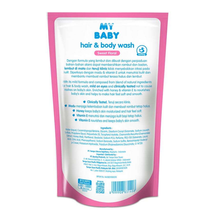 MY BABY Hair &amp; Body Wash Sweet Floral Honey &amp; Vitamin E Refill