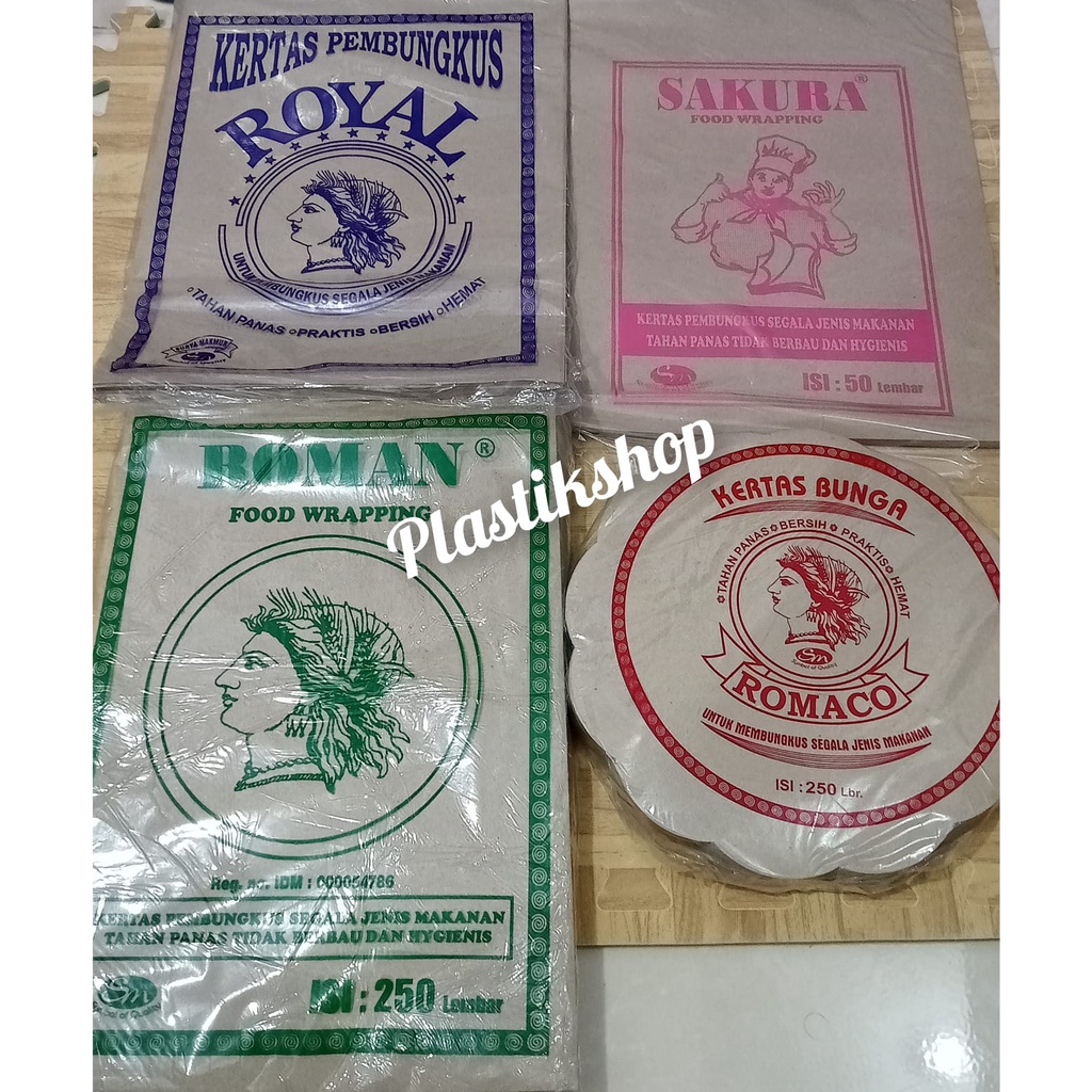 kertas pembungkus nasi / kertas alas piring lidi rotan  bunga royal sakura