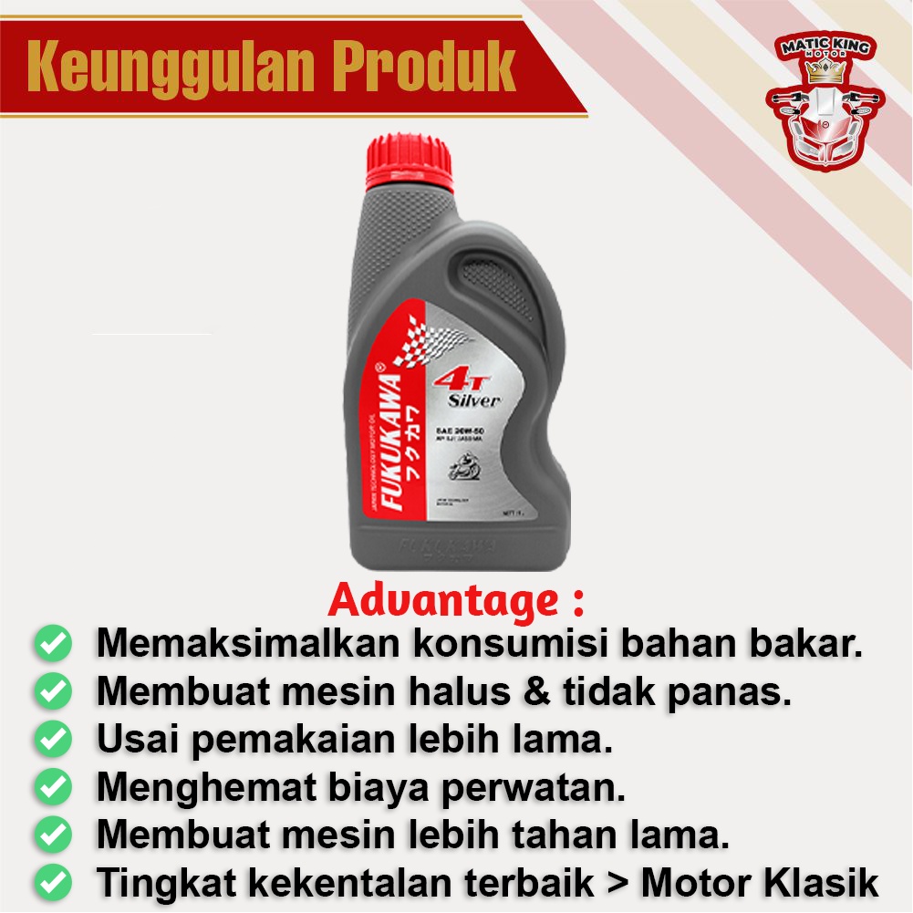 Oli Mesin 4T Silver 20W-50 API SJ/JASO MA 1L Fukukawa