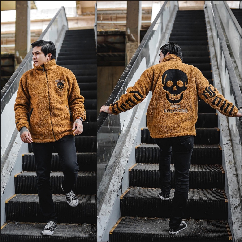 Jaket Sherpa Cream Pria - Jaket Bulu Sherpa Original Salvio Hexia - Jacket Sherpa Murah