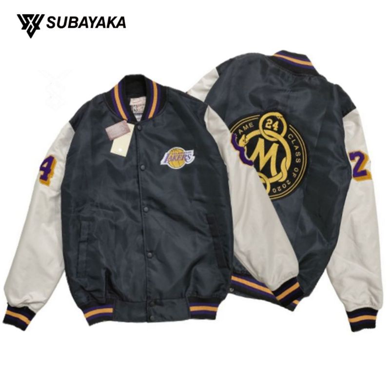 SUBAYAKA - Mens Varsity Jacket Laker's Black Mamba Full Bordir Casual Vintage Basketball