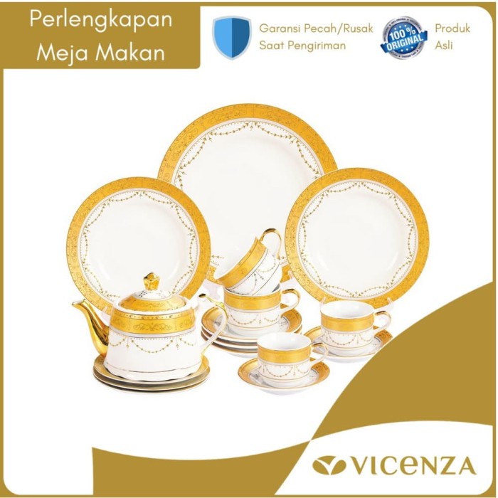 Vicenza Dinner Set Perangkat Makan Piring Gelas D22 Motif Padi