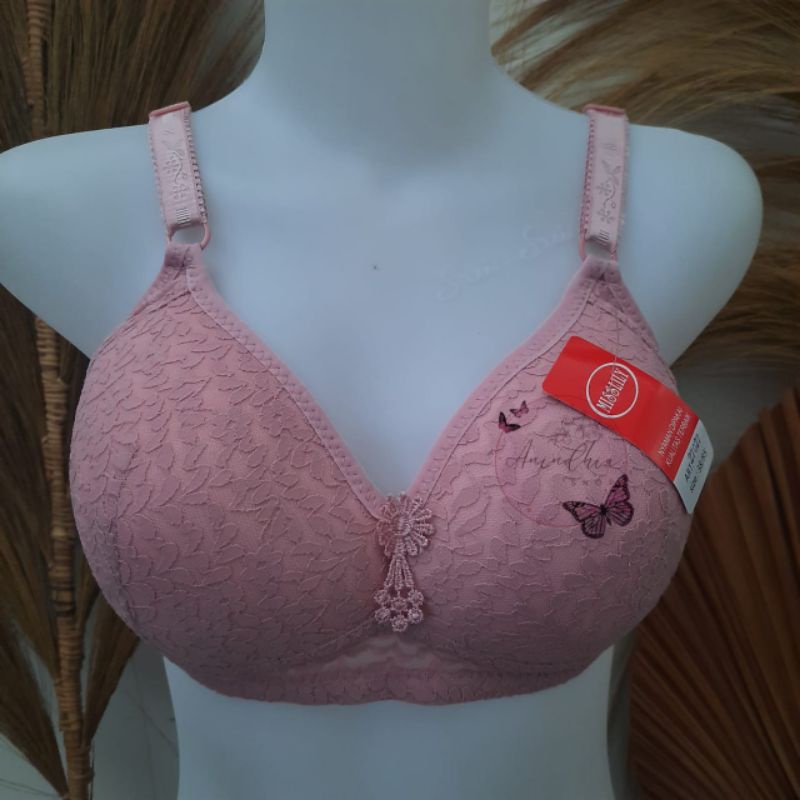 BH MISSLILY 27027 BH BUSA TANPA KAWAT CUP C JUMBO KAIT 3 SEXY LACE BRUKAT CALSSIC BRA