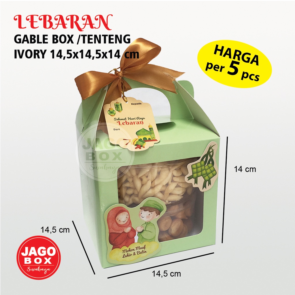 

5 BJ - GABLE BOX | DOS TENTENG LEBARAN 14,5x14,5x14 cm IVORY HIJAU