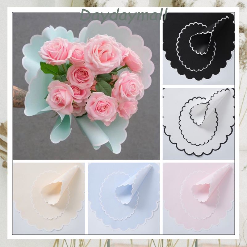 Kertas Buket Tepi Bergelombang Pembungkus Kelopak Bunga Tahan Air Hadiah Buket Buatan KB6181