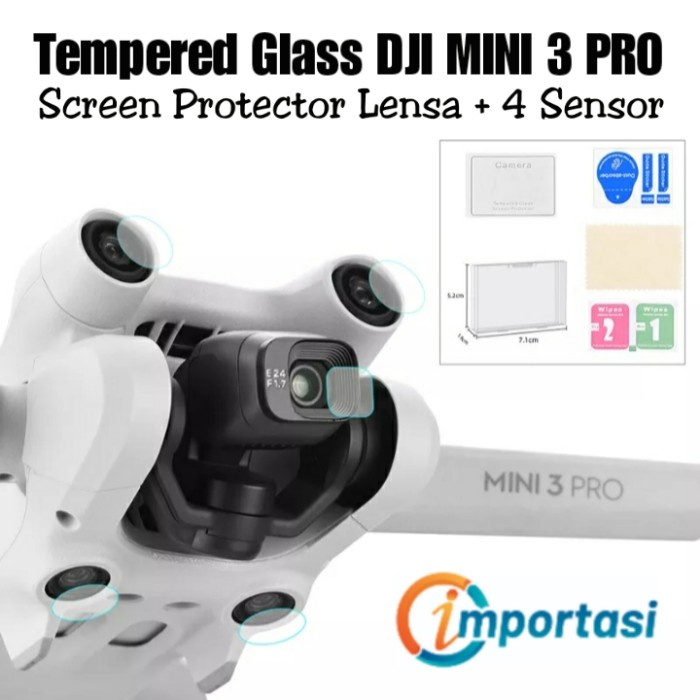 Tempered Glass DJI Mini 3 Pro Lensa &amp; 4 Sensor Screen Protector Lens