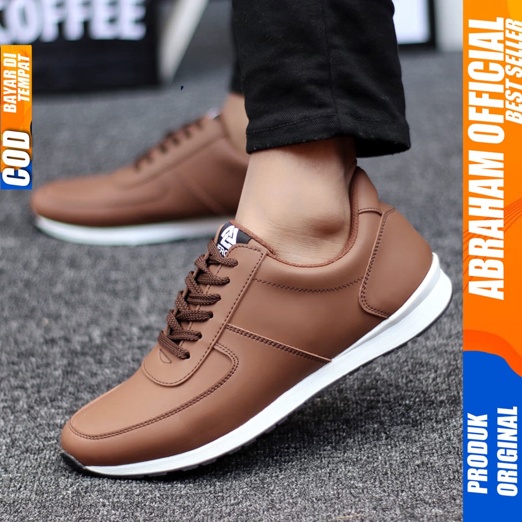 ABRAHAM Sepatu Casual Sneakers Tali Hitam Kerja Pria