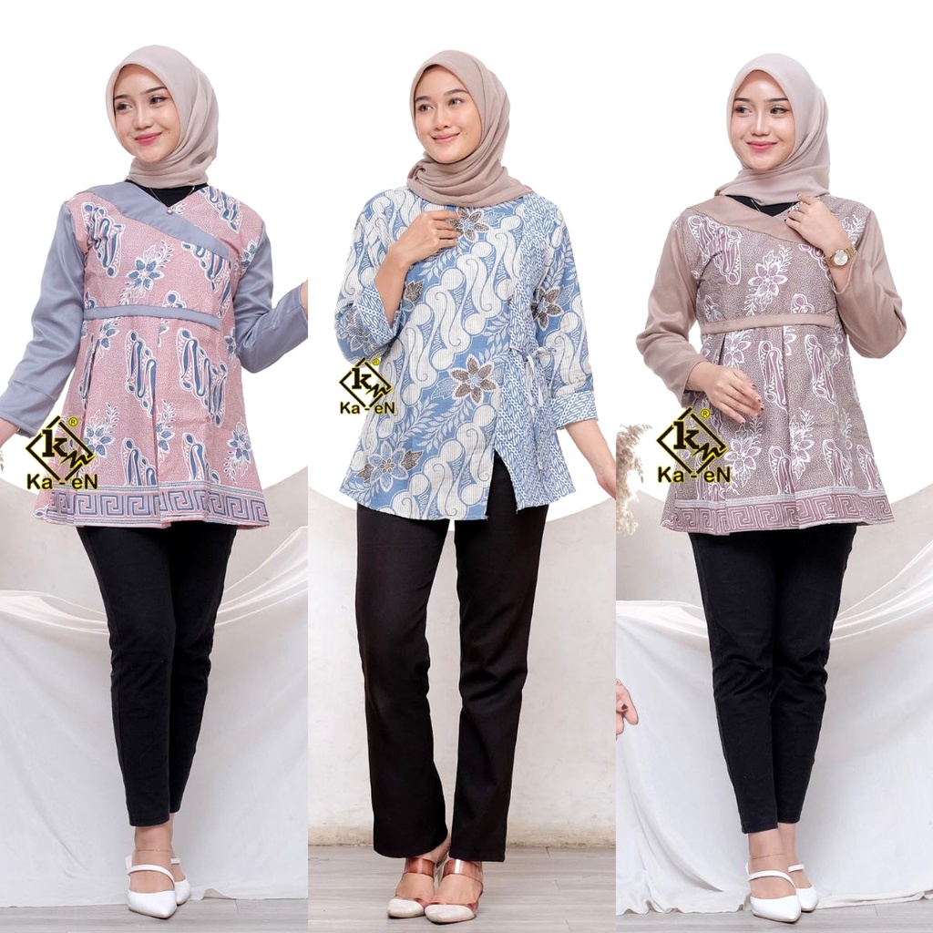 Baju Batik Wanita Modern Atasan Blouse Batik Kerja Wanita Kantor