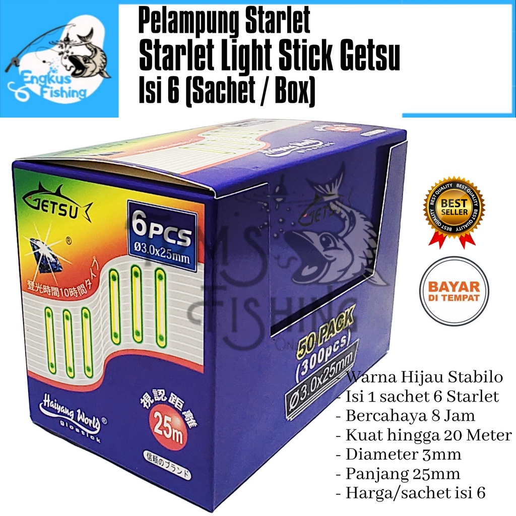 Pelampung Pancing Starlet Starlite Light Stick Getsu Box Isi 6pcs (50 Sachet) Murah - Engkus Fishing