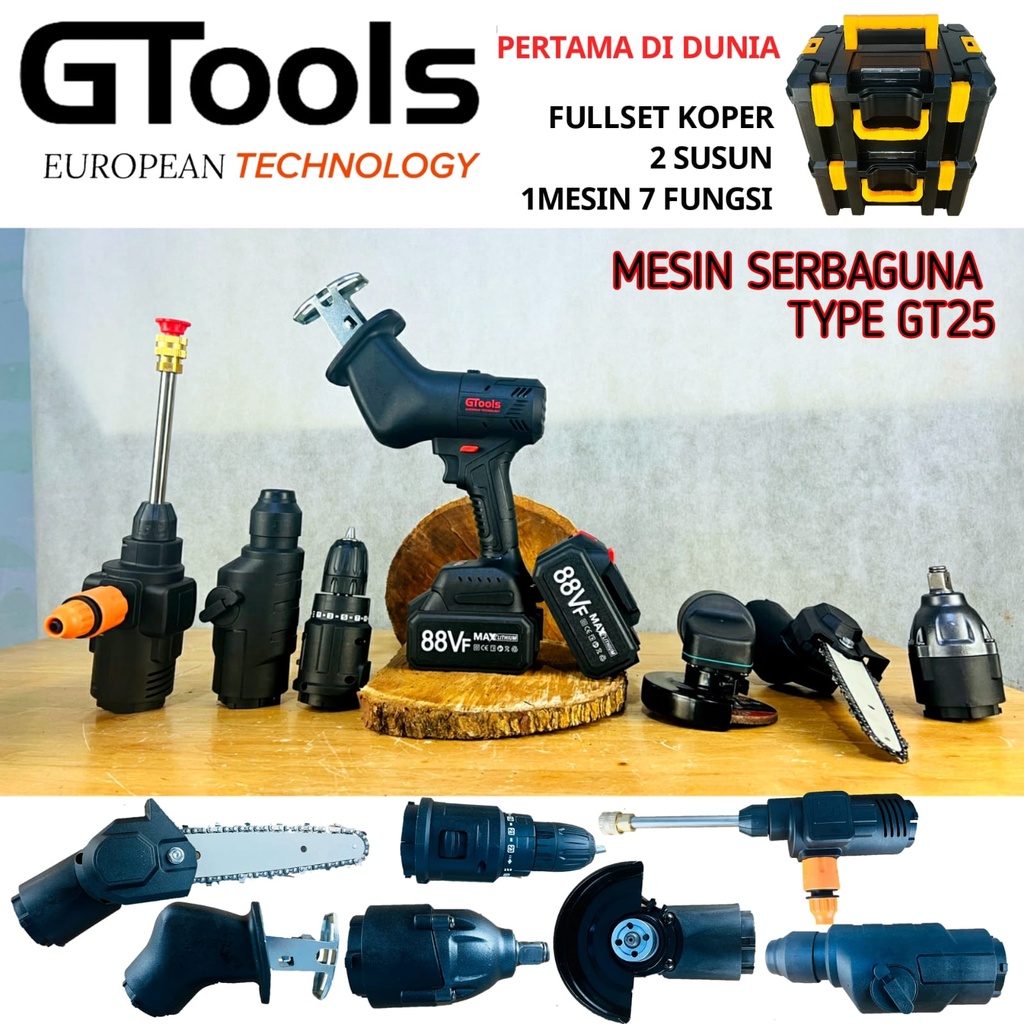 GTOOLS GT25 impact wrench bor gerinda senso chainsaw rotary cuci motor mobil jet cleaner jigsaw sabe
