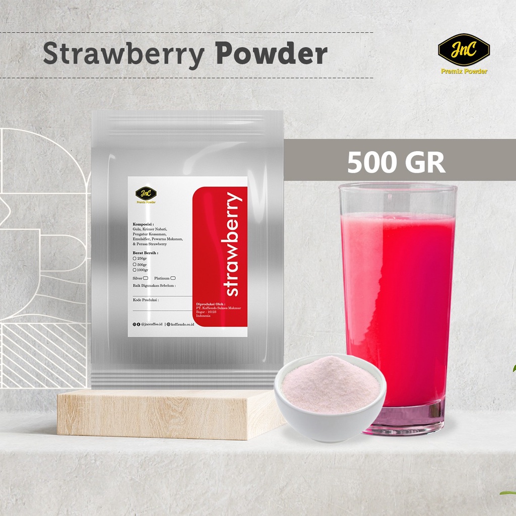 JnC Strawberry Silver Powder 500gr I Bubuk minuman Strawberry