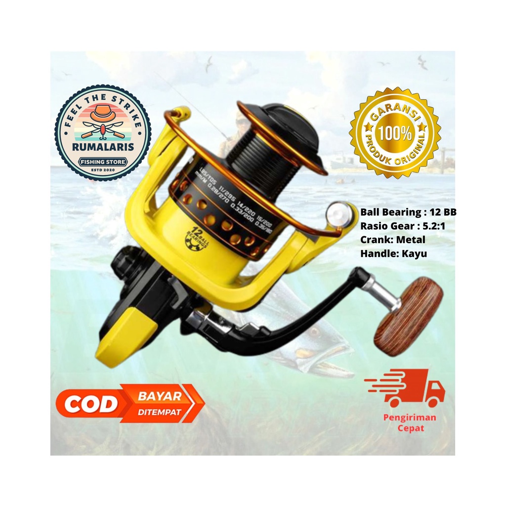 Reel Pancing Spinning Lieyuwang HD6000 HD7000 12BB 5.2: 1 Fishing Full Metal Alat Pemintal Pancingan