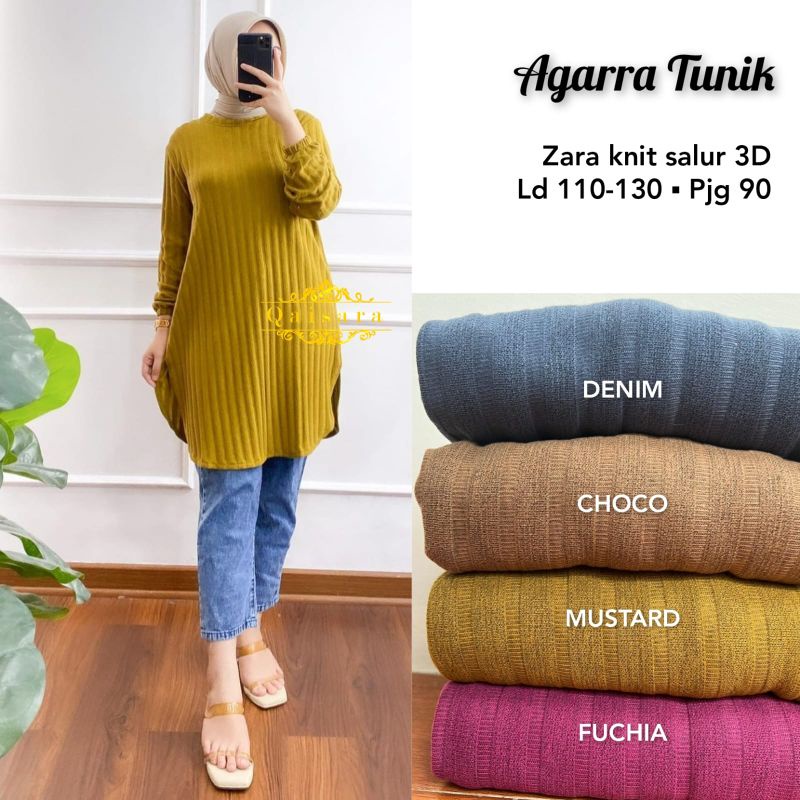ATASAN LONG TUNIK JUMBO/AGARRA TUNIK WANITA ZARA KNIT JUMBO LD 130 CM FIT XXXL