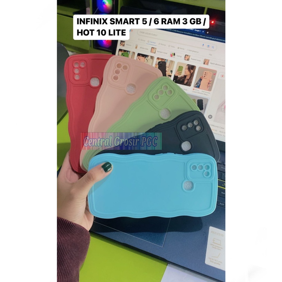 CASING LIQUID CURLY ( INFINIX SMART 5 / 6 RAM 3GB / HOT 10 LITE ) SILIKON HP TERBARU 2023 - CENTRAL 