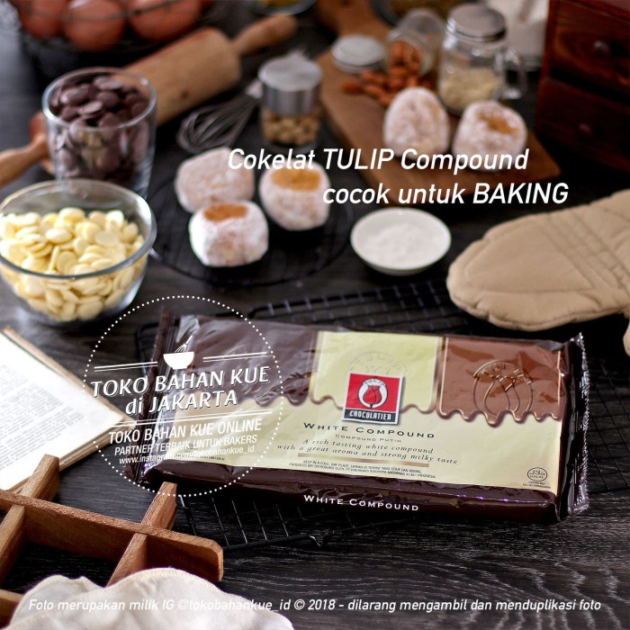 

COKLAT PUTIH BATANG WHITE CHOCOLATE COMPOUND COKELAT TULIP COCOA 1 KG