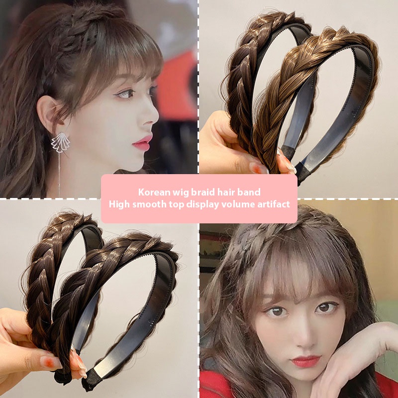 Wanita Twist Braid Wig Ikat Kepala Hiasan Kepala Buatan Tangan Tulang Ikan Kepang Ikat Kepala Baru Dikepang Kepang Jepit Rambut-Won