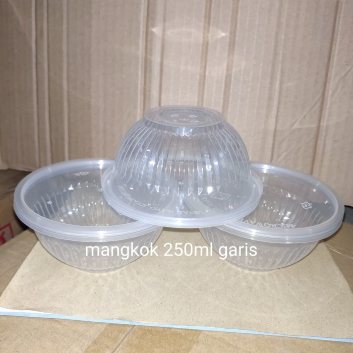 [Mangkok] Thinwall Mangkok Ulir 250Ml - Mangkuk Garis Plastik 250 Ml- Isi 25Pcs [Stok]