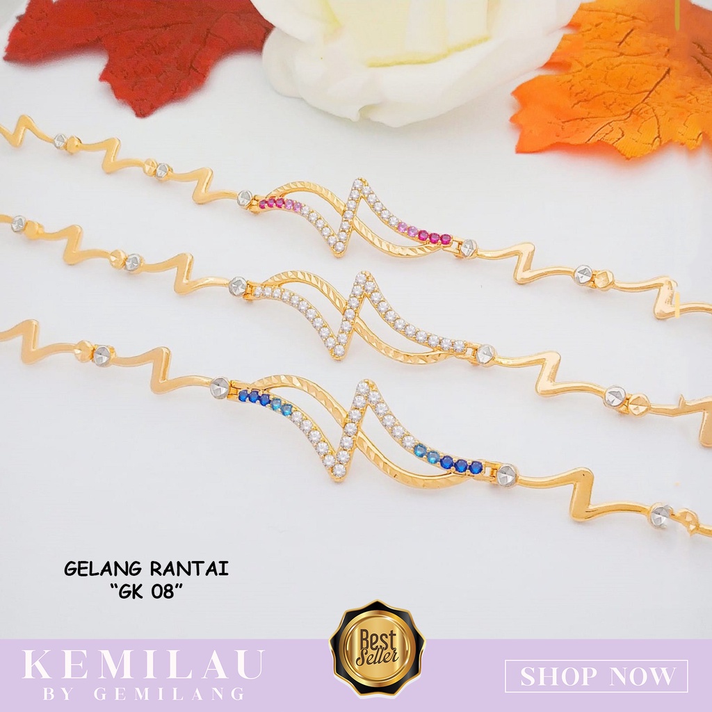 GELANG EMAS MUDA BEST SELLER GELANG RANTAI EMAS ASLI MOTIF MEWAH FLASH SWAROVSKI KADAR 300(6K) 375(8