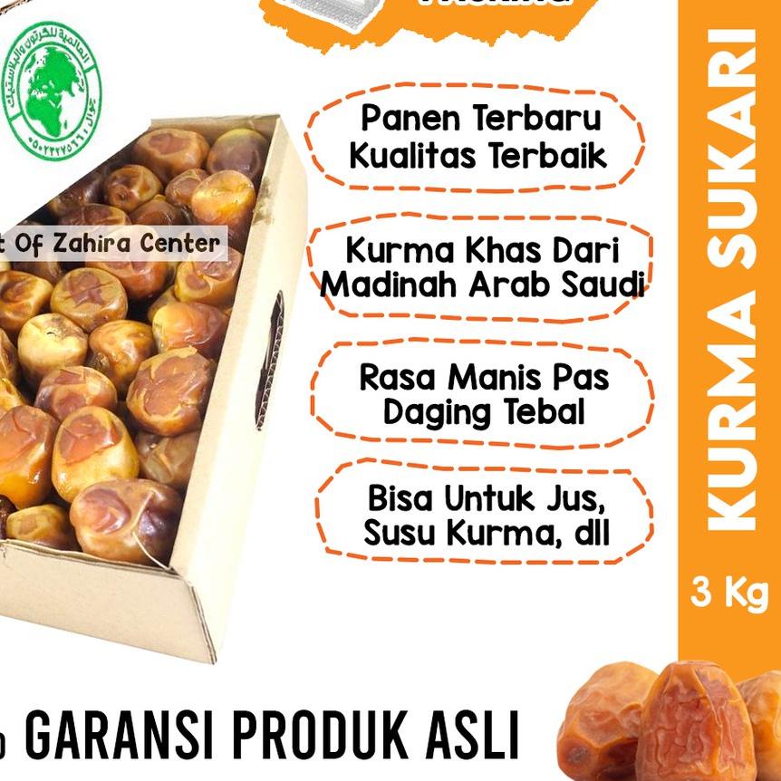 

❋ Kurma Sukari Basah Dus 3KG Lembut Manis Daging Tebal Kurma Raja MPASI Nabeez Jus Penambah Imun ❄