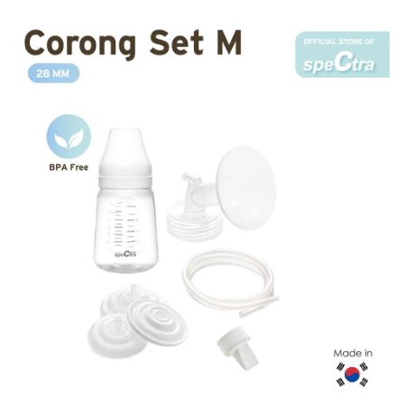 SPECTRA Corong / Breast Shield (Breastshield) Set + PP Bottle / Botol Wide Neck Original Size S / M