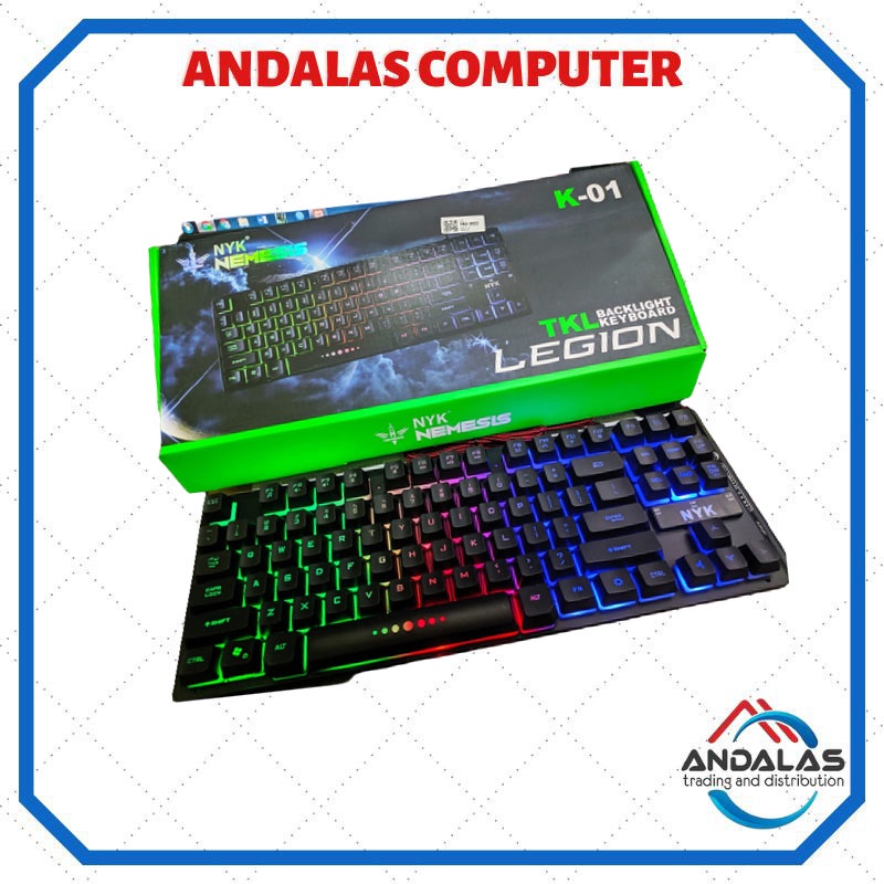 Keyboard Gaming Game NYK TKL Backlight K-01 RGB Aksesories Komputer PC