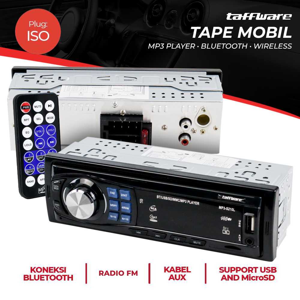 (100% BARANG ORI) Taffware Tape Audio Mobil MP3 Player Bluetooth Receiver 12V MP3-S210L