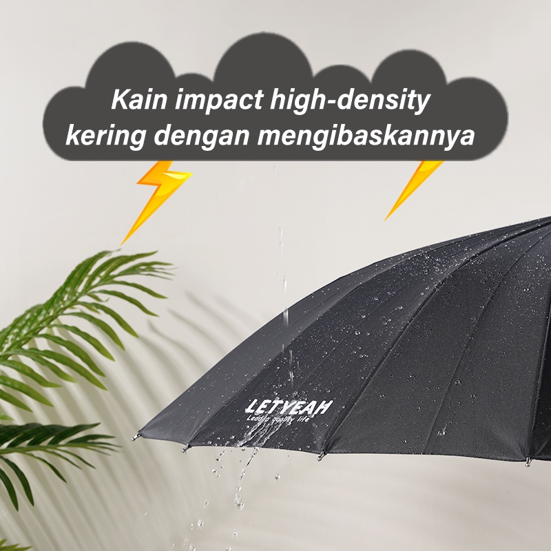 Letyeah &amp; Anantagt Payung gagang panjang polos Besar Jumbo Buka otomatis Sturdy Black Golf Umbrella