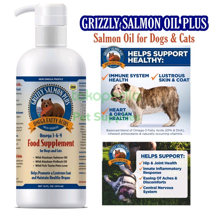 Terlaris Grizzly Salmon Oil Plus - Salmon Oil For Dog & Cat - Vit Bulu Dog Cat