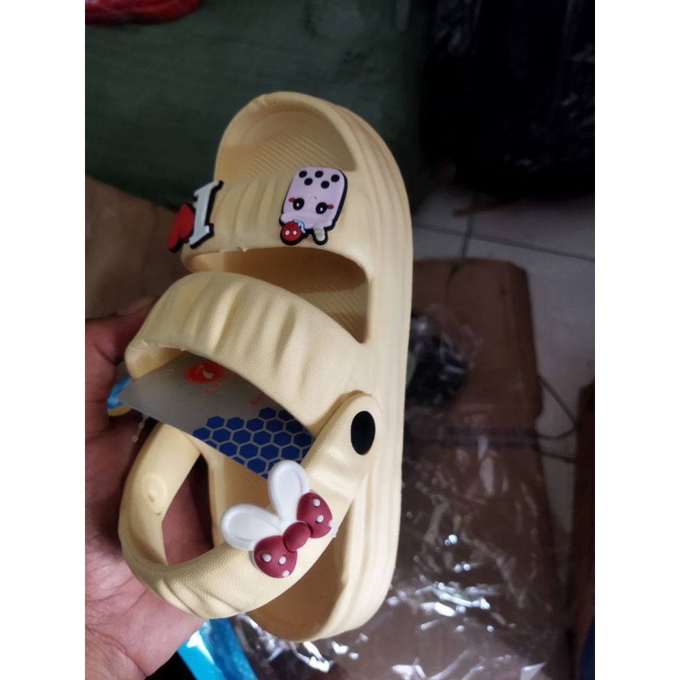 Sandal selop anak perempuan duoble strap Terbaru 633T ( 30-35 ) Gosome Sandal selop ban 2 Termurah