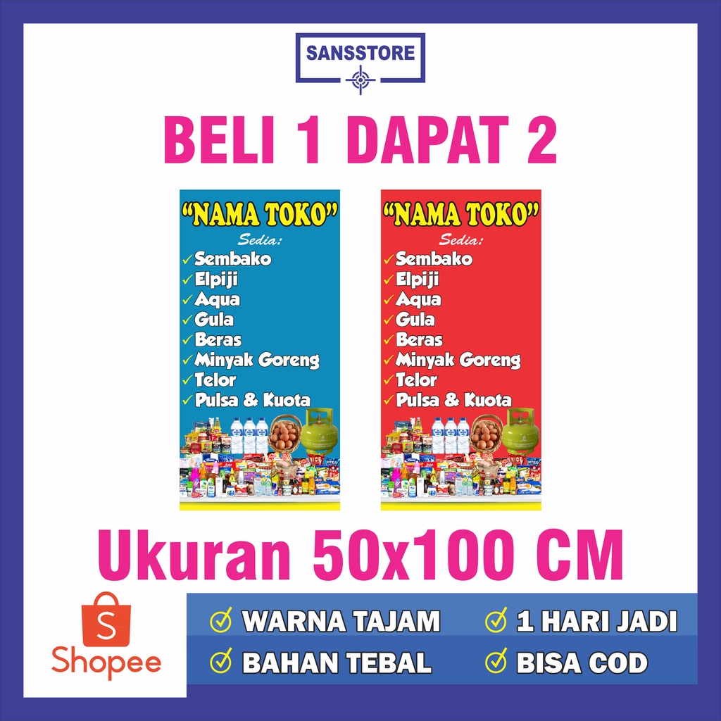CETAK BANNER TOKO SEMBAKO | BANNER BENNER BENER SPANDUK