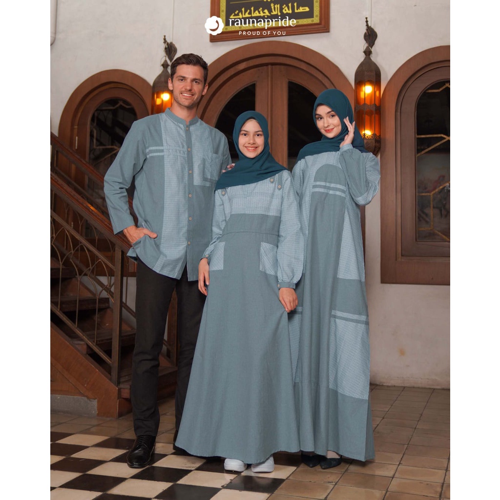 gamis couple rauna RGD RKK RGR 56 Biru / gamis katun / koko dewasa / gamis remaja / baju muslim sari