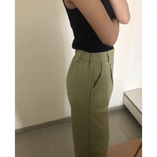 Loose Pants Celana Kantor Wanita/Celana Kulot Formal Wanita Katun Polyester Ypd.id-SAGE GREEN